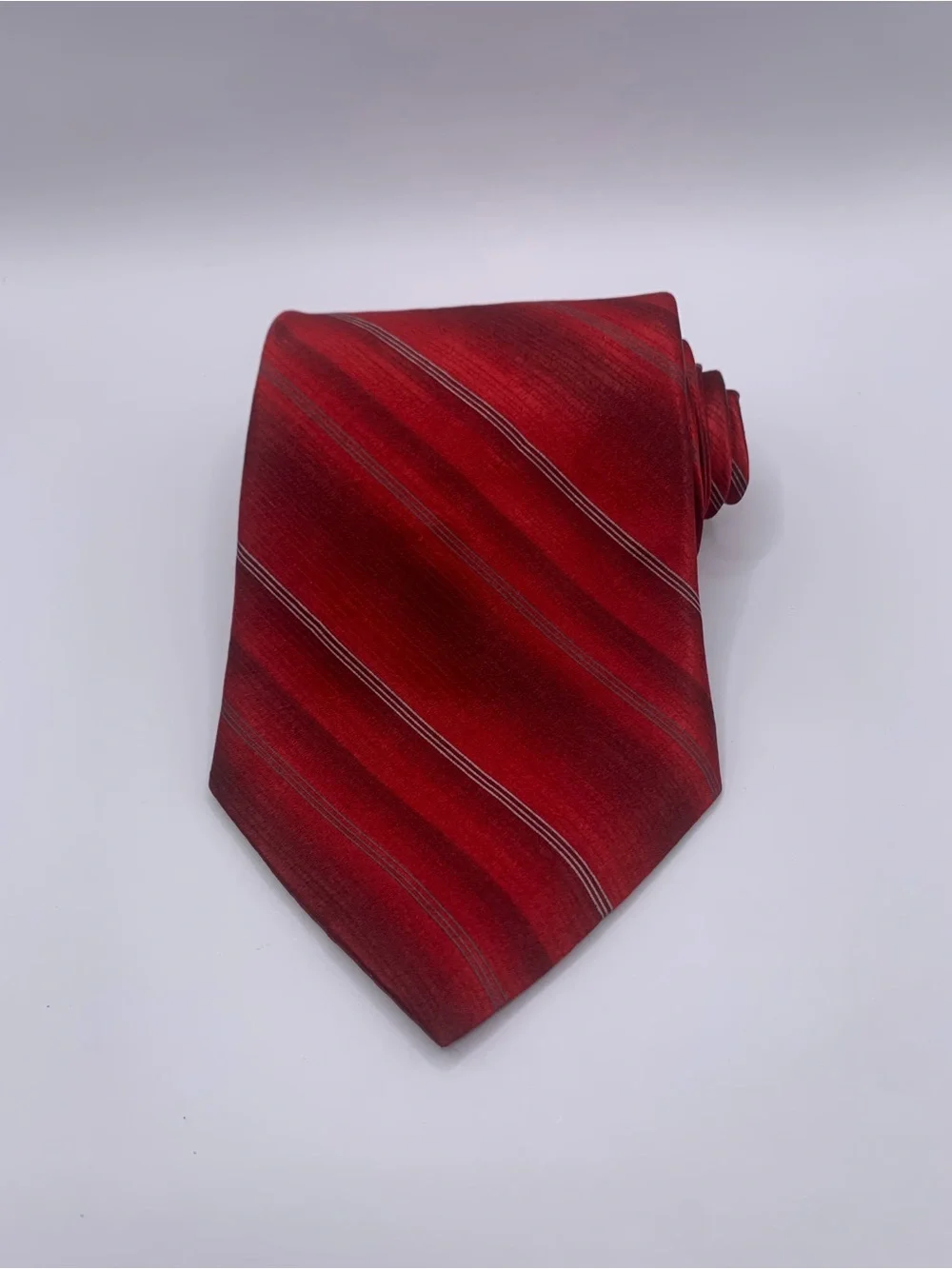 Puritan NWOT Red Striped Men's Tie with Subtle Silver Lines business interview